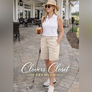 Nike Golf Dri-Fit Khaki Bermuda Shorts Size 10 Classic Performance Stretch